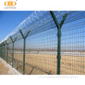 welded wire airport fence with barbed razor wire